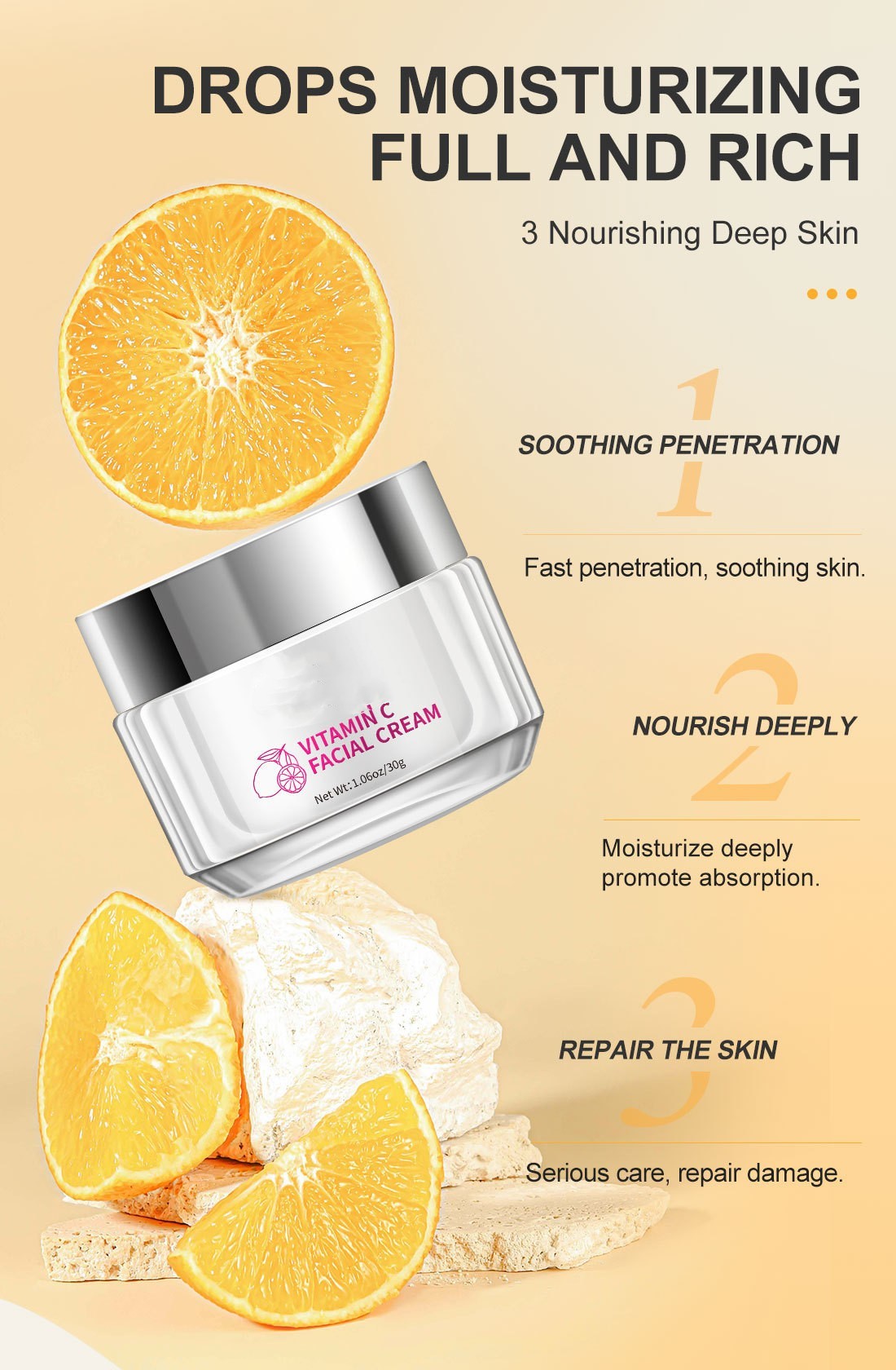 Crème hydratante soin de la peau à la vitamine C